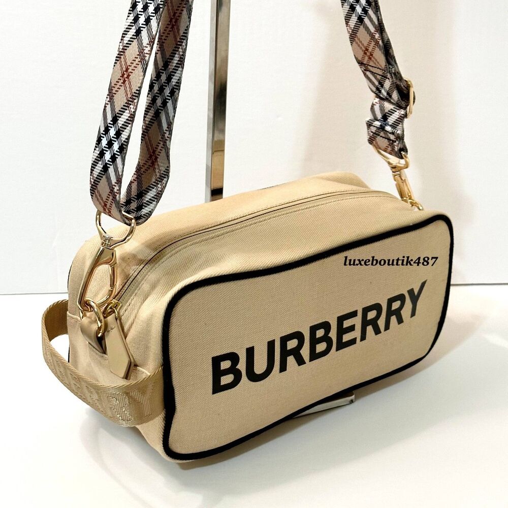 New Burberry Beige Tan Toiletry Pouch Cosmetic Bag Travel Case